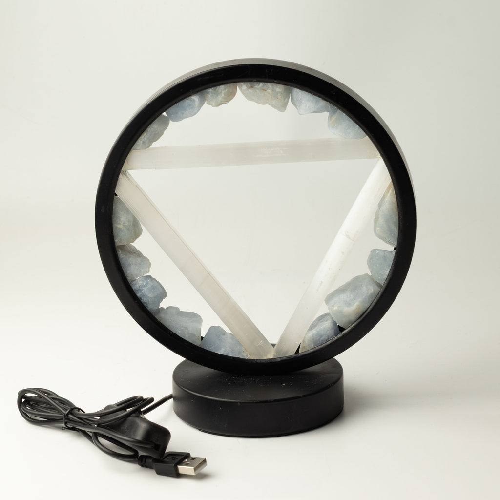 Gemstone Halo Lamp - Water - Aquamarine & Selenite