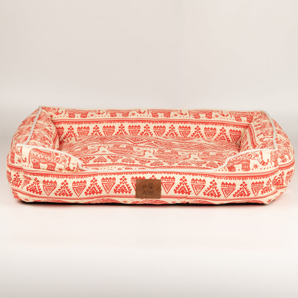 PAW Bed – Lucky Elephant – Red – 60 × 50 × 14cm