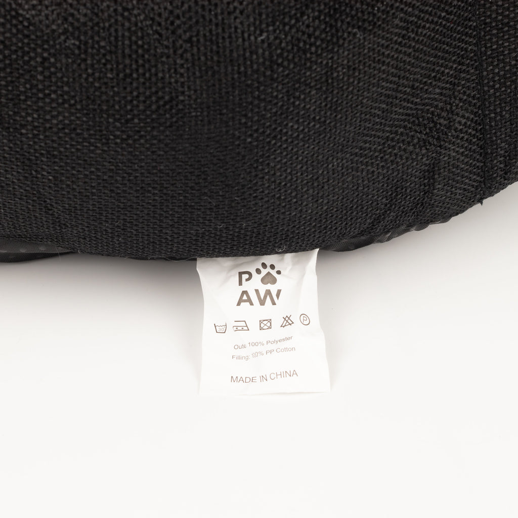 PAW Bed – Large Royal Crown – Black & Grey – 50 × 50 × 26cm