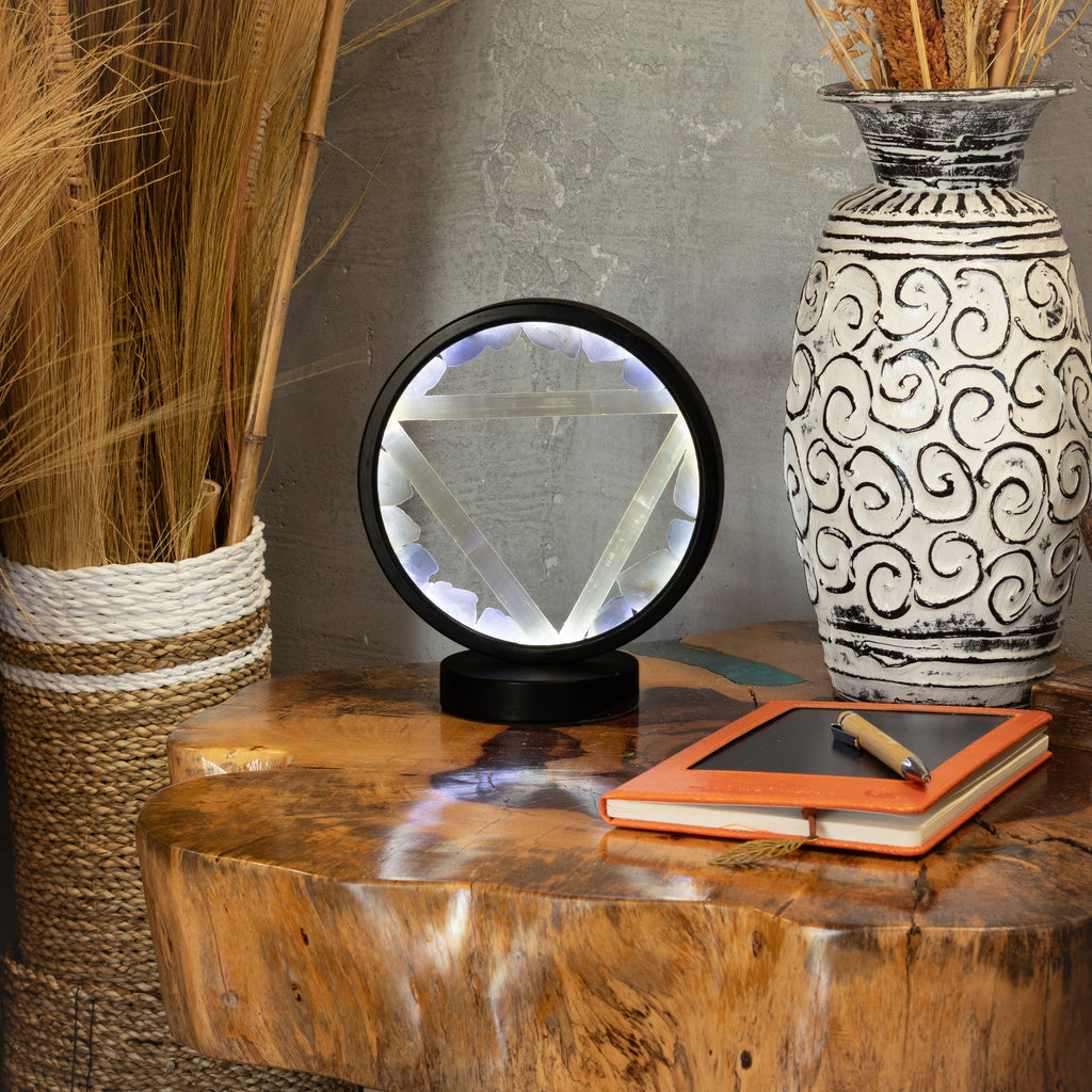 Gemstone Halo Lamp - Water - Aquamarine & Selenite