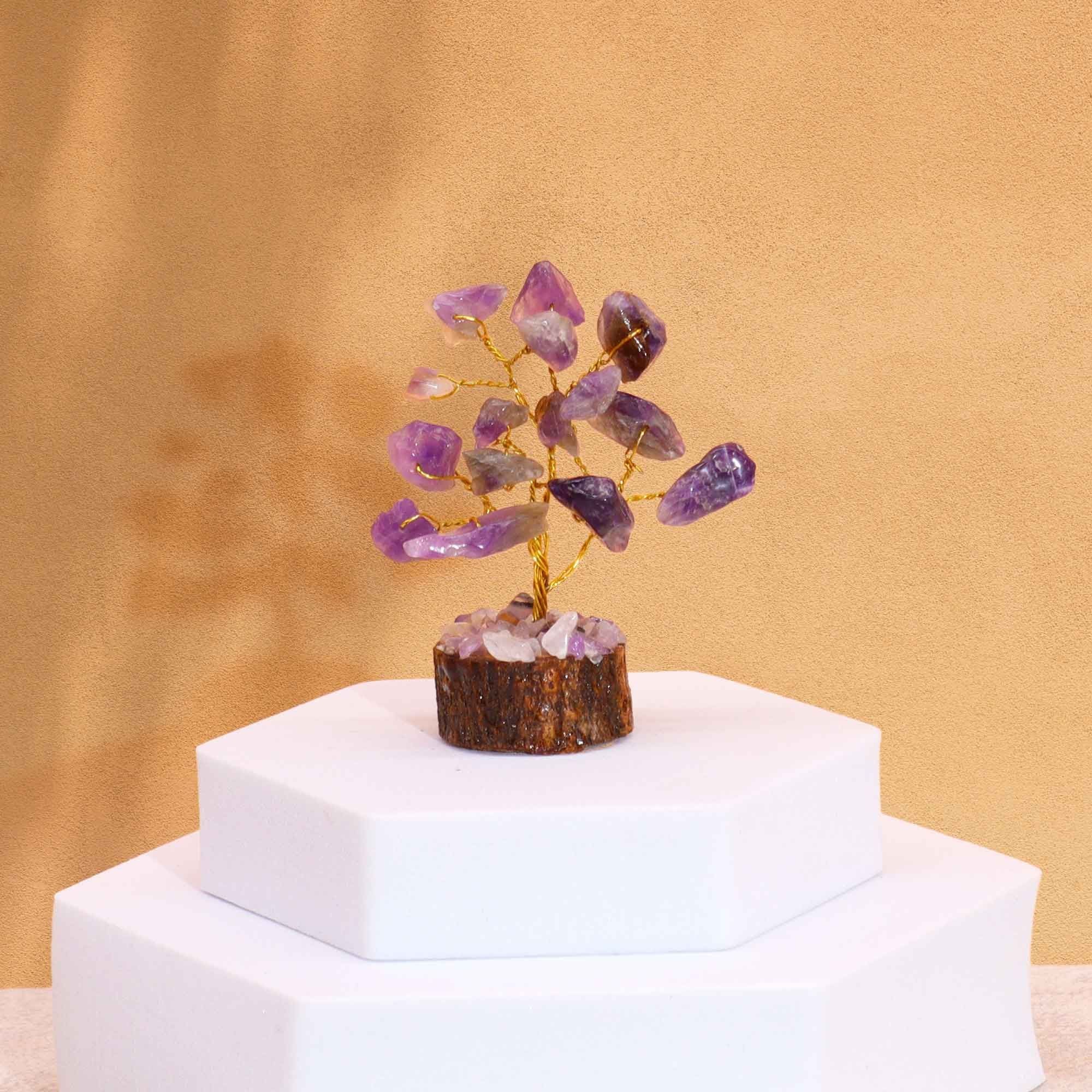 Mini Gemstone Tree On Wood Base Crystal Tree UK | 15 Stone Gemstone Tree decorative crystal gemstone tree