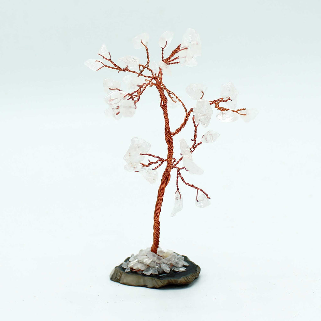 Rock Quartz Gemstone Tree on Black Agate Base (35 stones)