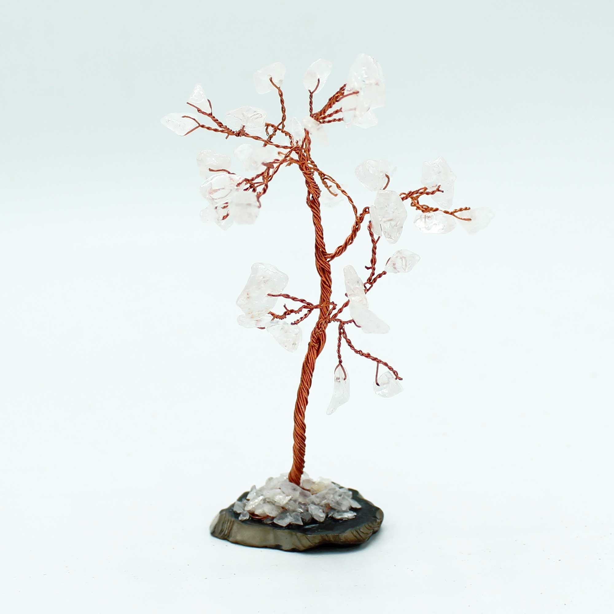Rock Quartz Gemstone Tree on Black Agate Base (35 stones)