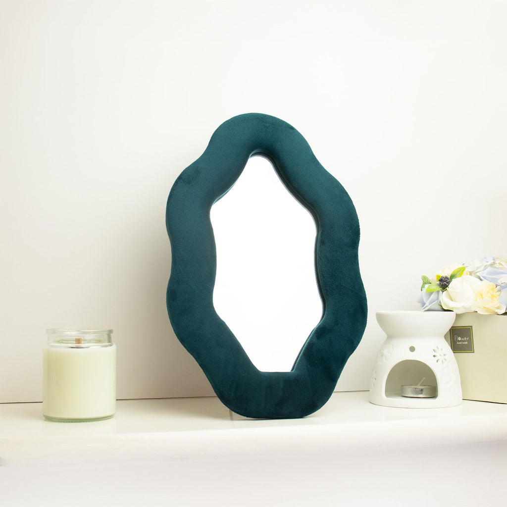 Soft Squiggly Mirror – Oval Pebble – Royal Teal (20.5x32.5x2.3cm)