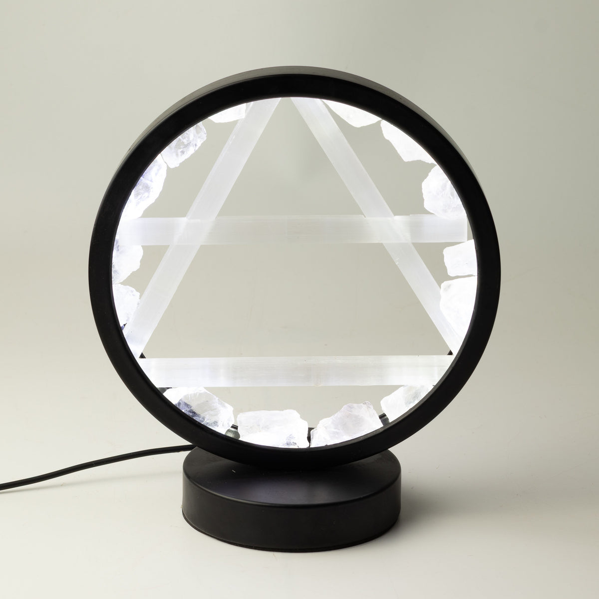 Gemstone Halo Lamp - Air - Clear Quartz & Selenite
