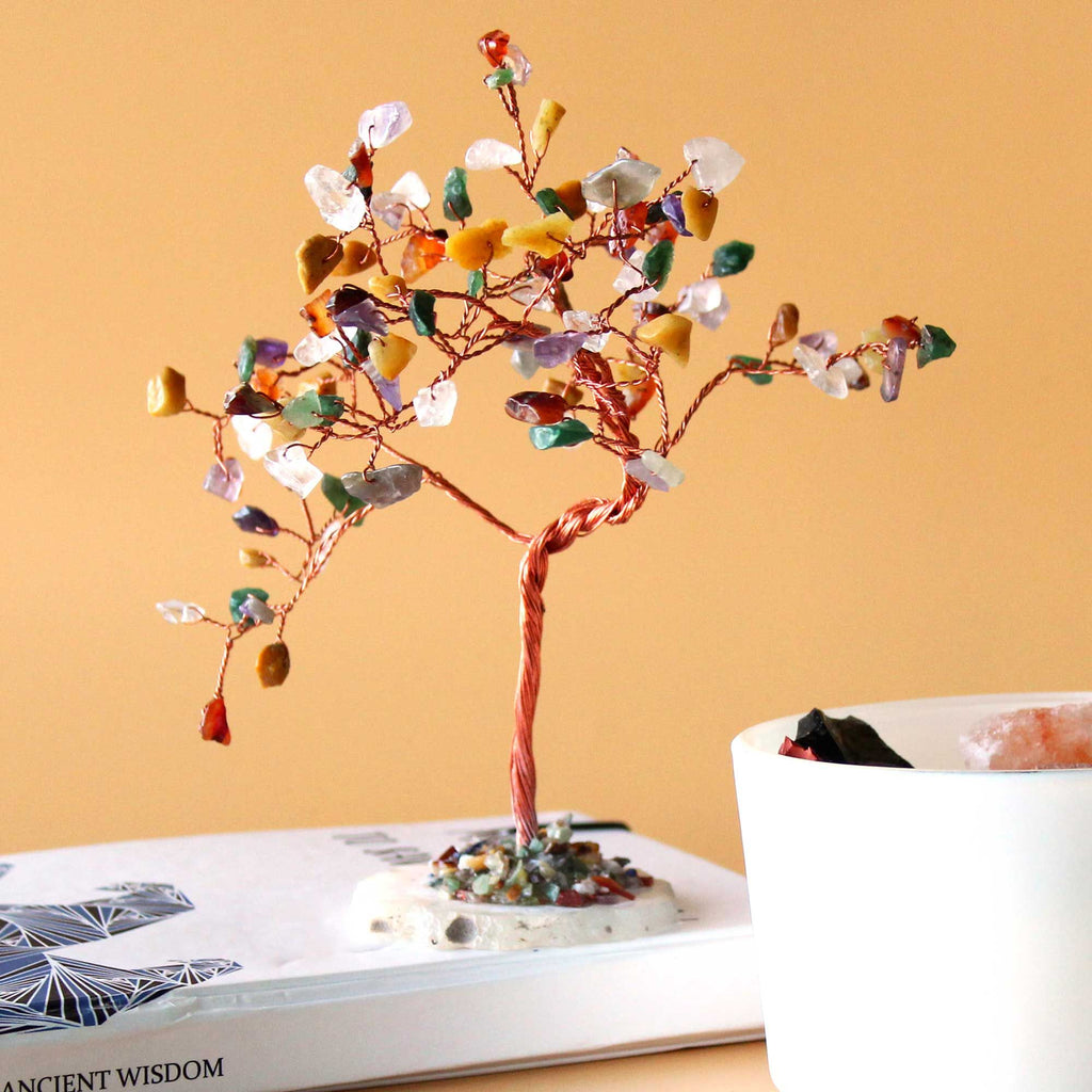 Lrg Gemstone Tree Crystal Tree UK | 100 Stone Gemstone Tree decorative crystal gemstone tree
