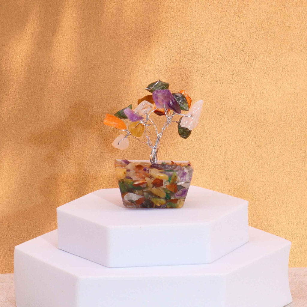 Mini Gemstone Tree on Orgonite Base Crystal Tree UK | 15 Stone Gemstone Tree decorative crystal gemstone tree