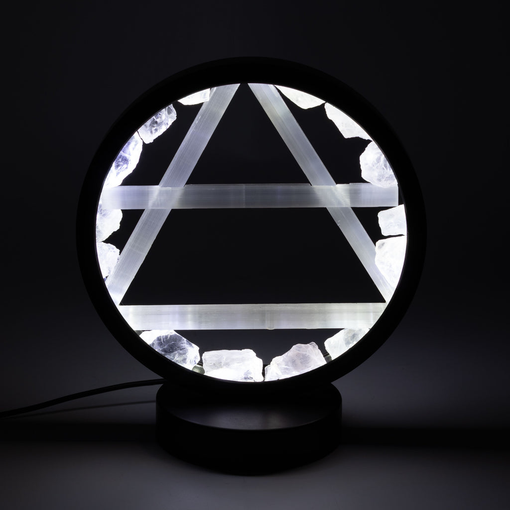 Gemstone Halo Lamp - Air - Clear Quartz & Selenite