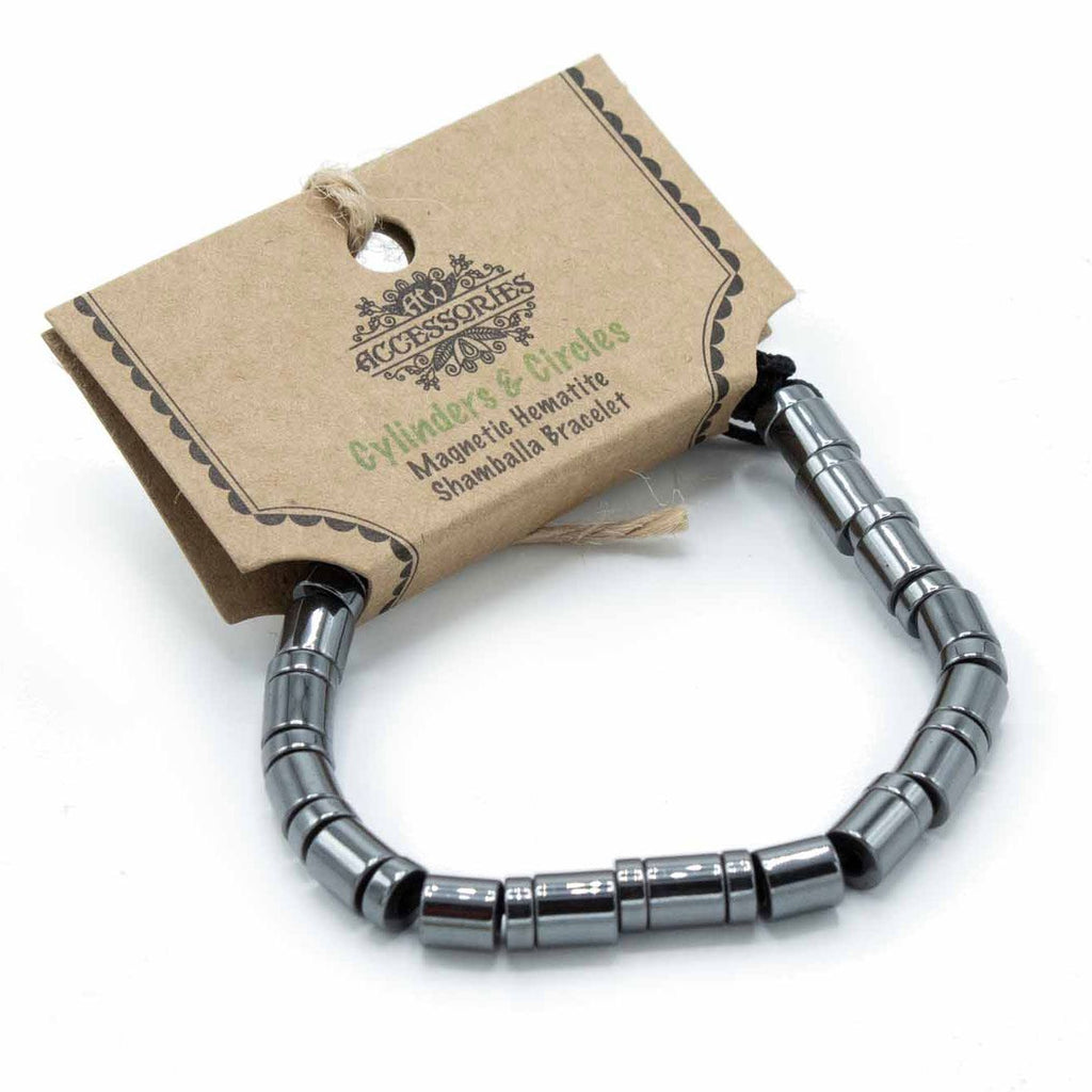 Magnetic Hematite Shamballa Bracelet - Cylinders & Circles