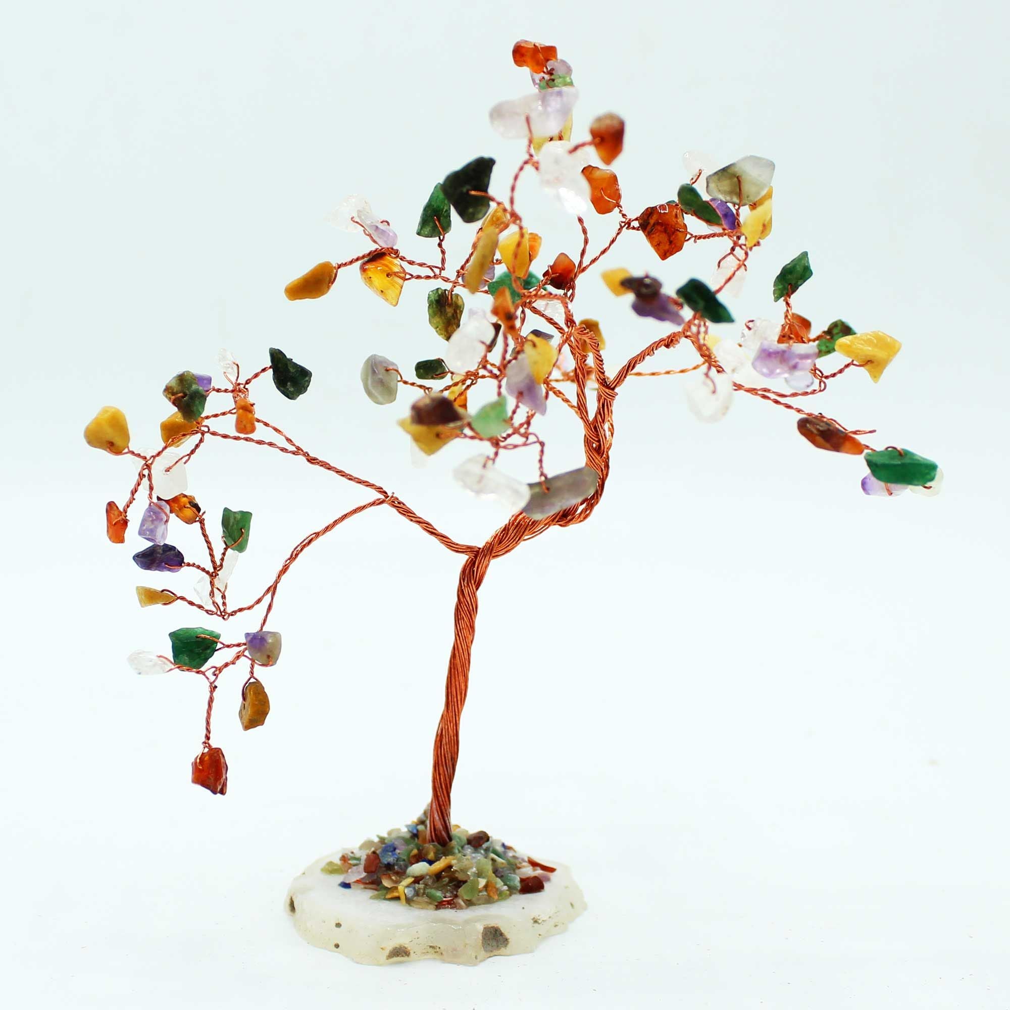 Medium Gemstone Tree - Multi Stones on Natural Agate Base (100 stones)
