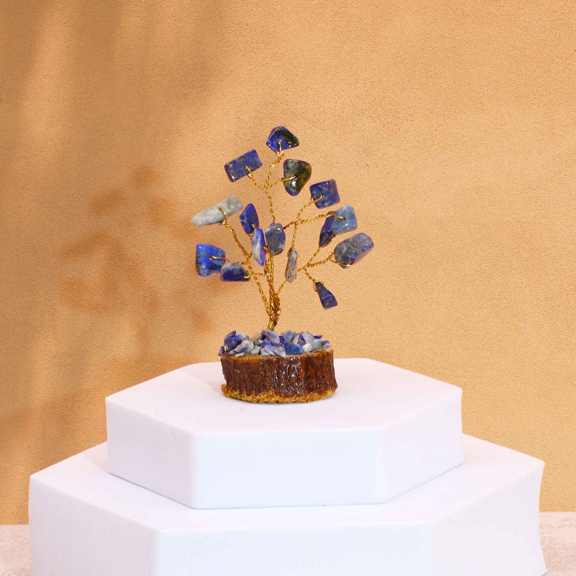 Mini Gemstone Tree On Wood Base Crystal Tree UK | 15 Stone Gemstone Tree decorative crystal gemstone tree