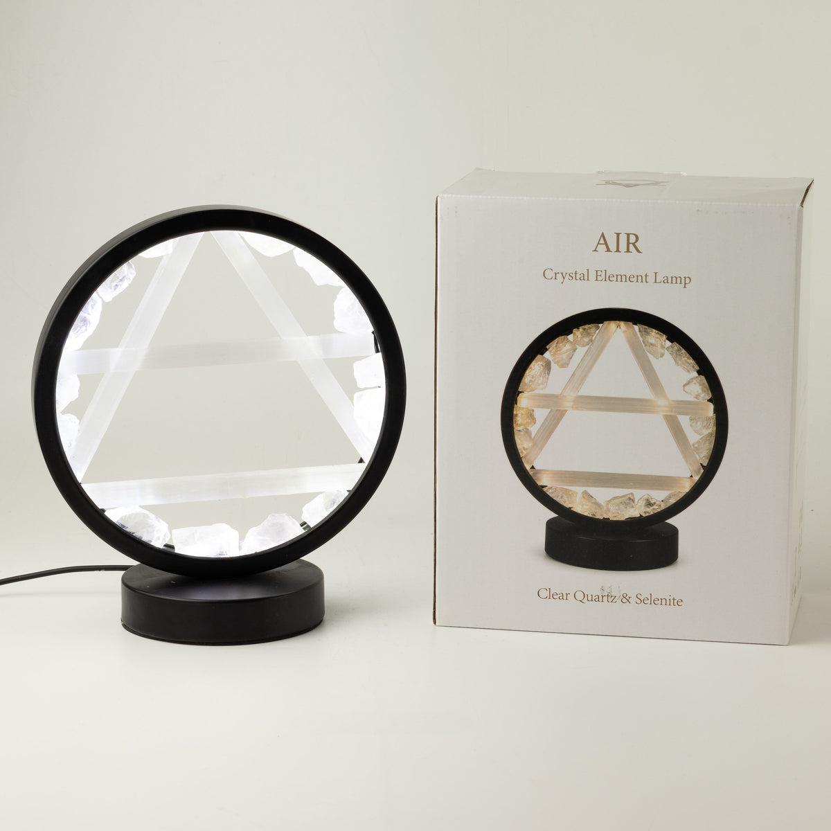 Gemstone Halo Lamp - Air - Clear Quartz & Selenite