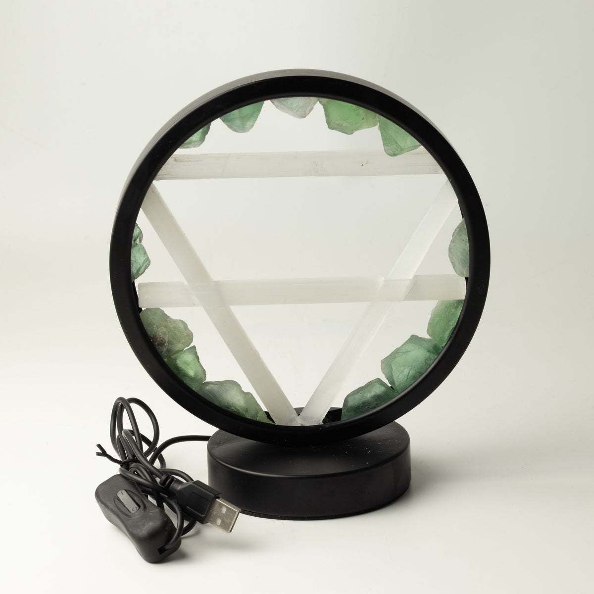 Gemstone Halo Lamp - Earth  - Aventurine & Selenite