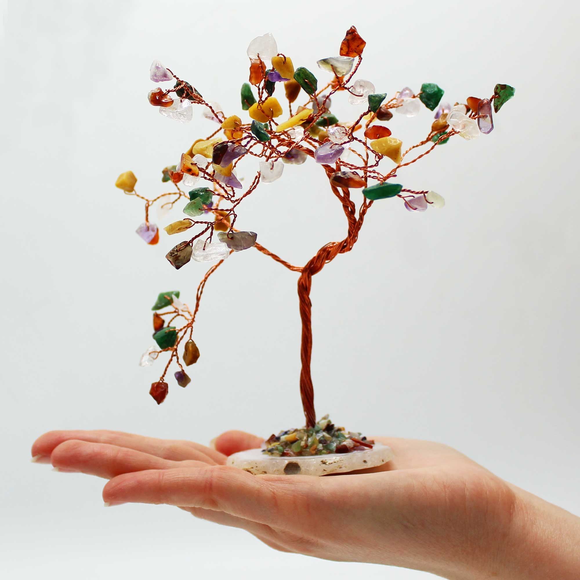 Medium Gemstone Tree - Multi Stones on Natural Agate Base (100 stones)