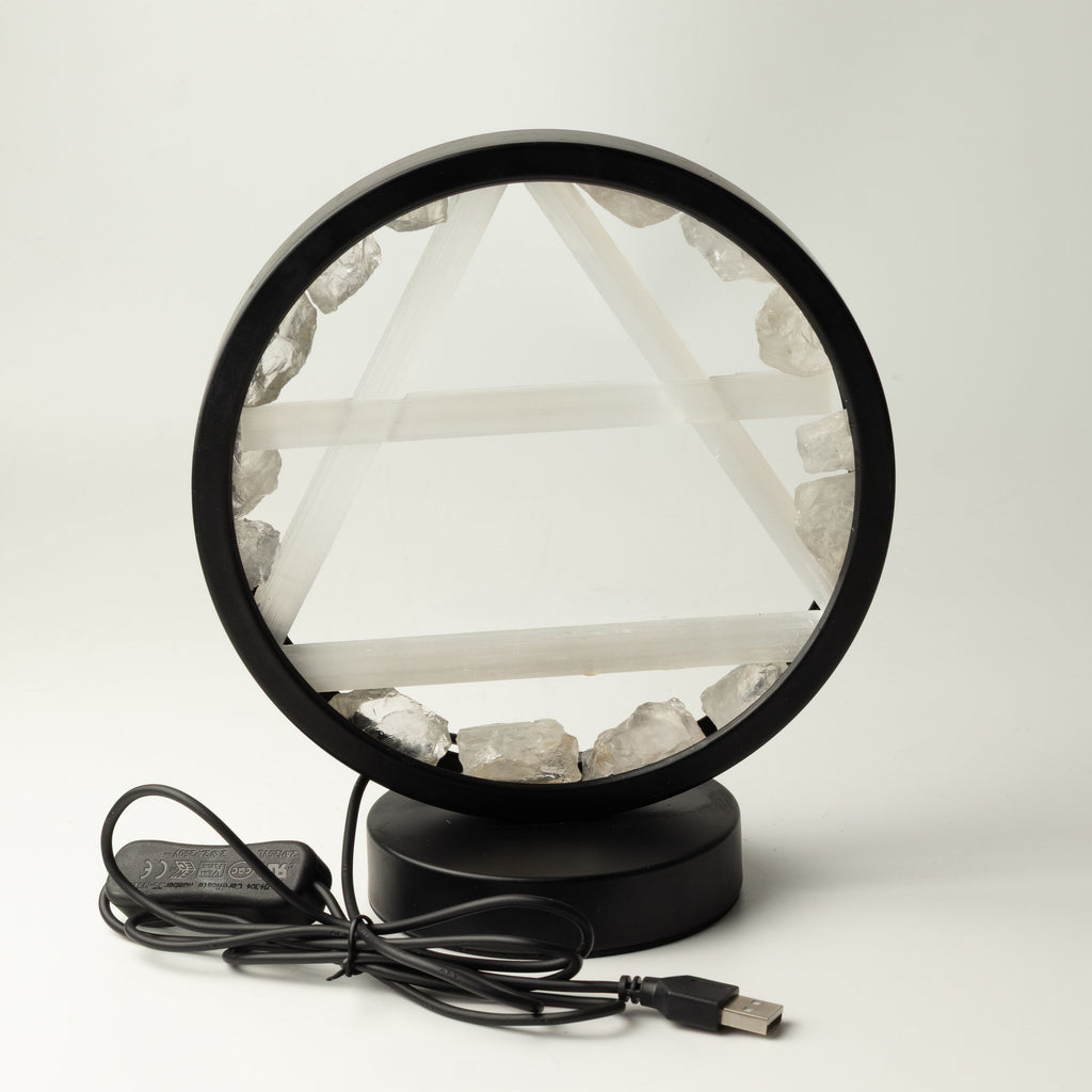 Gemstone Halo Lamp - Air - Clear Quartz & Selenite