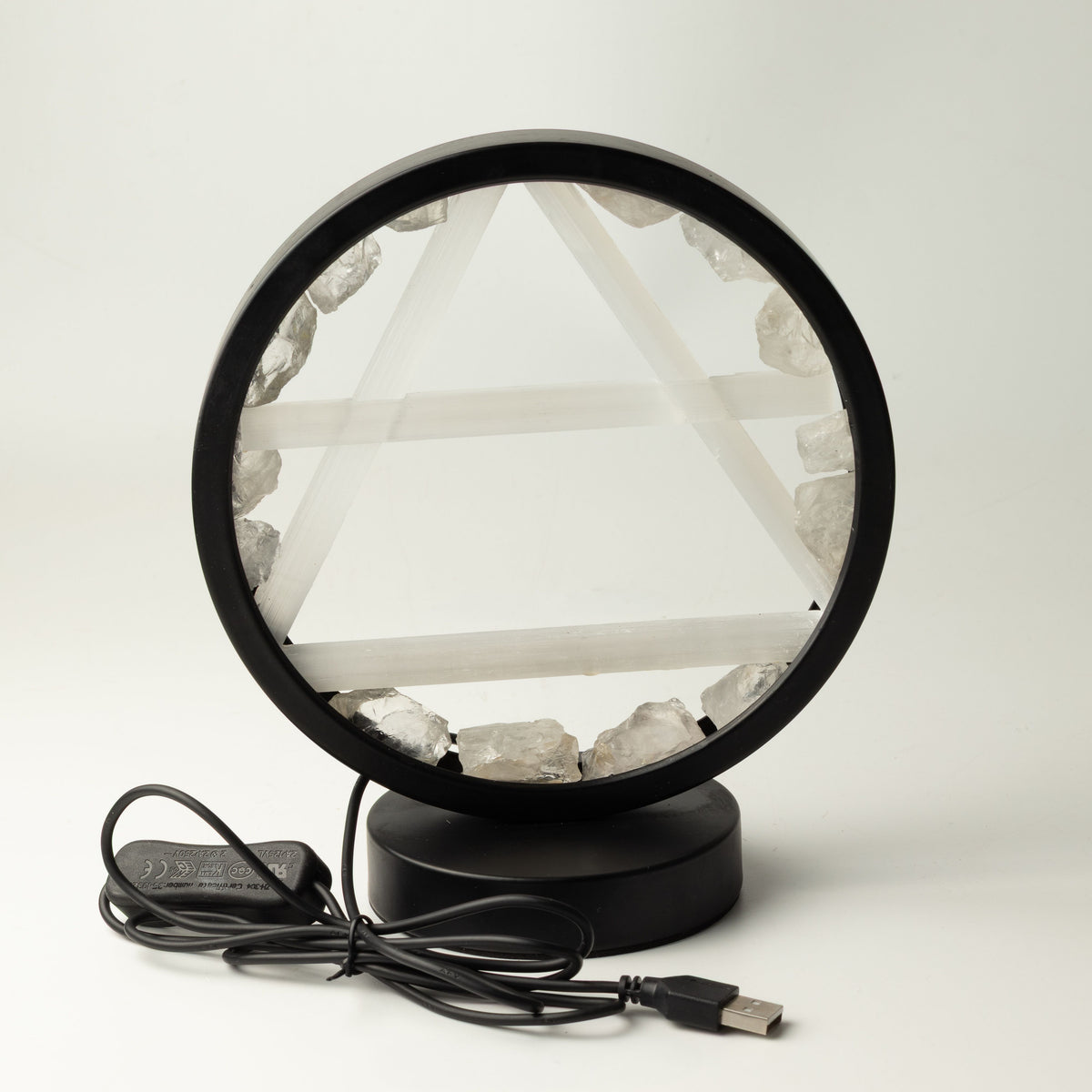 Gemstone Halo Lamp - Air - Clear Quartz & Selenite