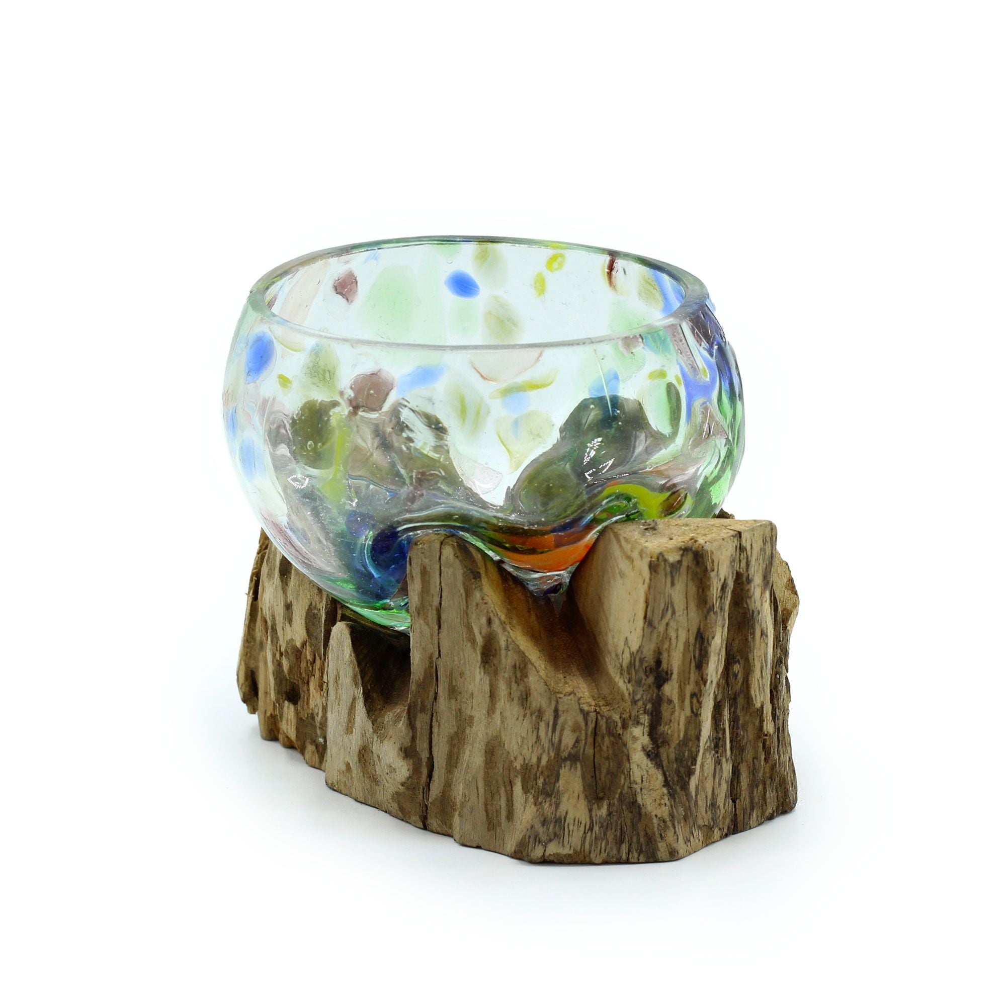 Molten Coloured Glass on Wood - Small Bowl | Molten Glass Decor