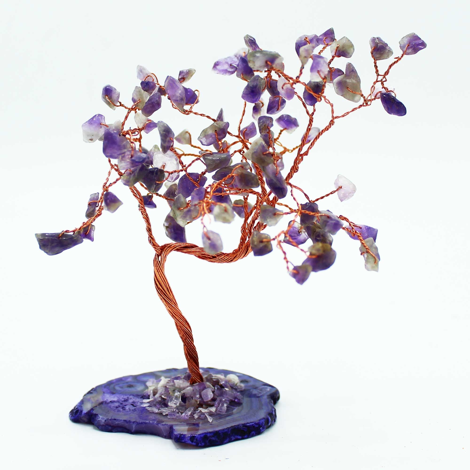 Medium Gemstone Tree - Amethyst on Natural Agate Base (100 stones)