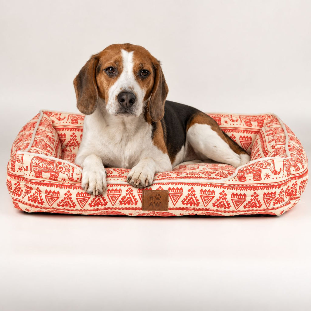 PAW Bed – Lucky Elephant – Red – 60 × 50 × 14cm