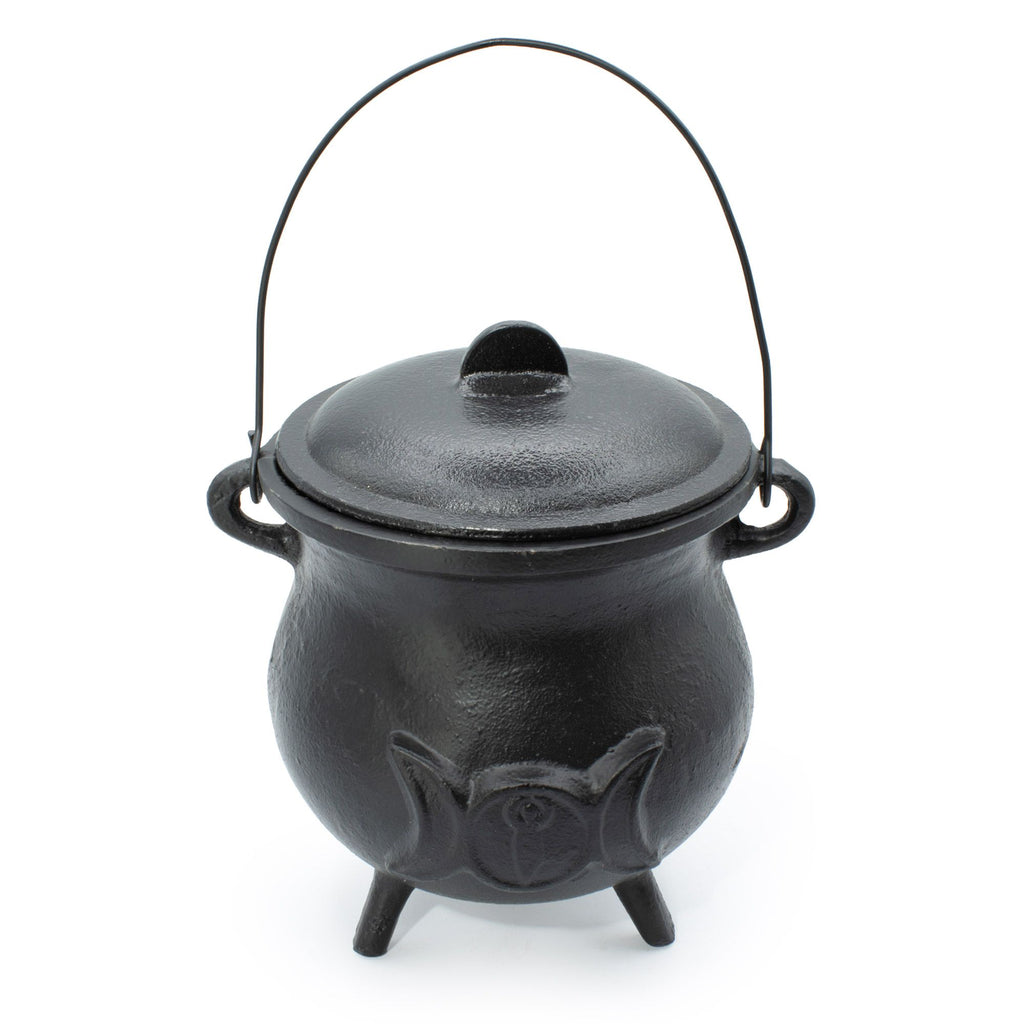 Large Cast Iron Cauldron with Triple Moon 23x18cm (at least 4kg)