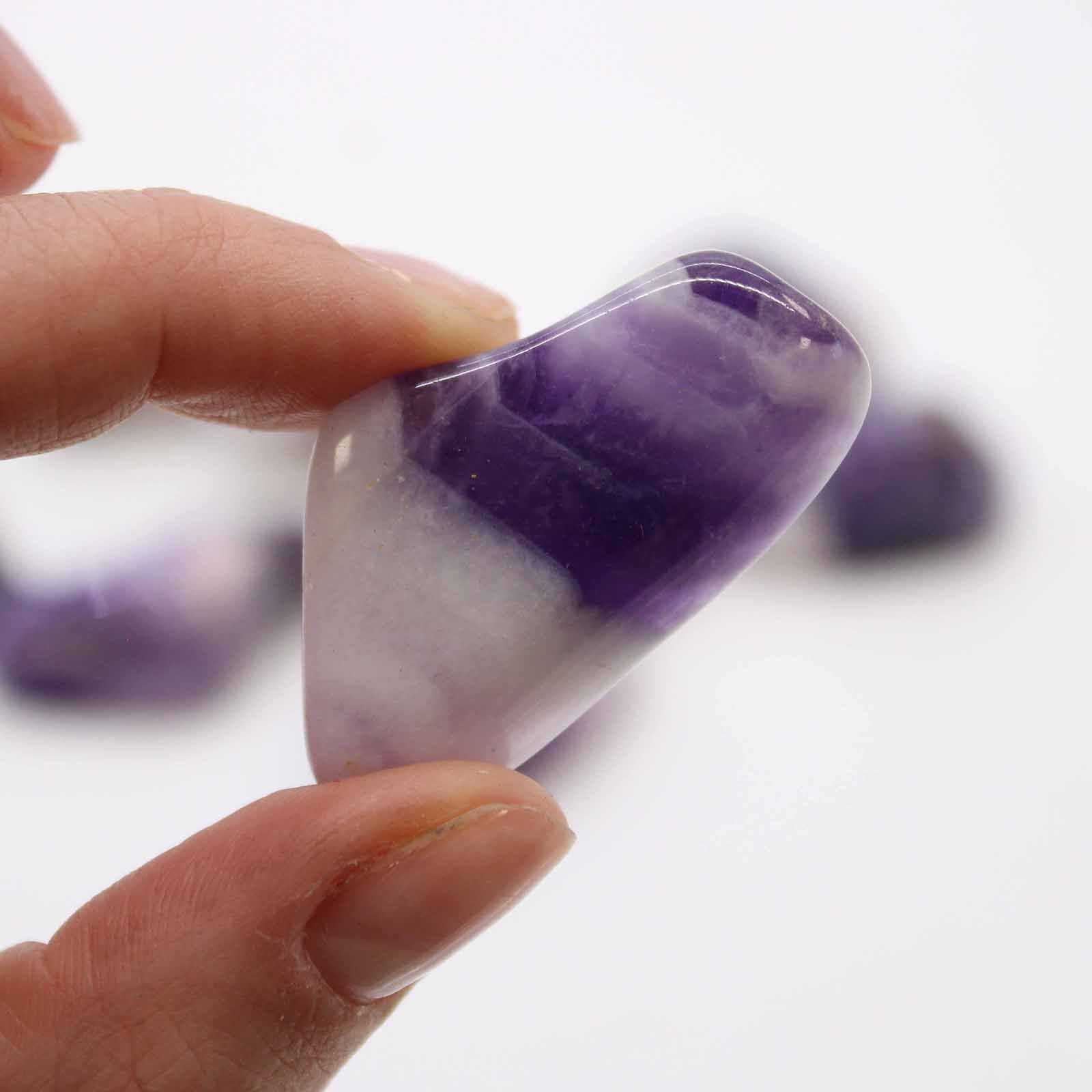 Medium Tumble Stones - Amethyst Banded (Grade B)