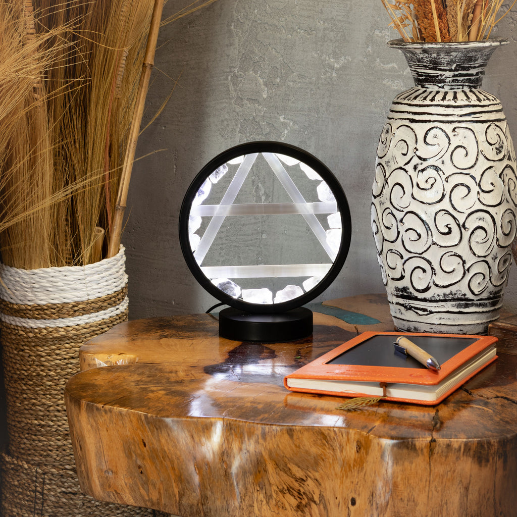 Gemstone Halo Lamp - Air - Clear Quartz & Selenite