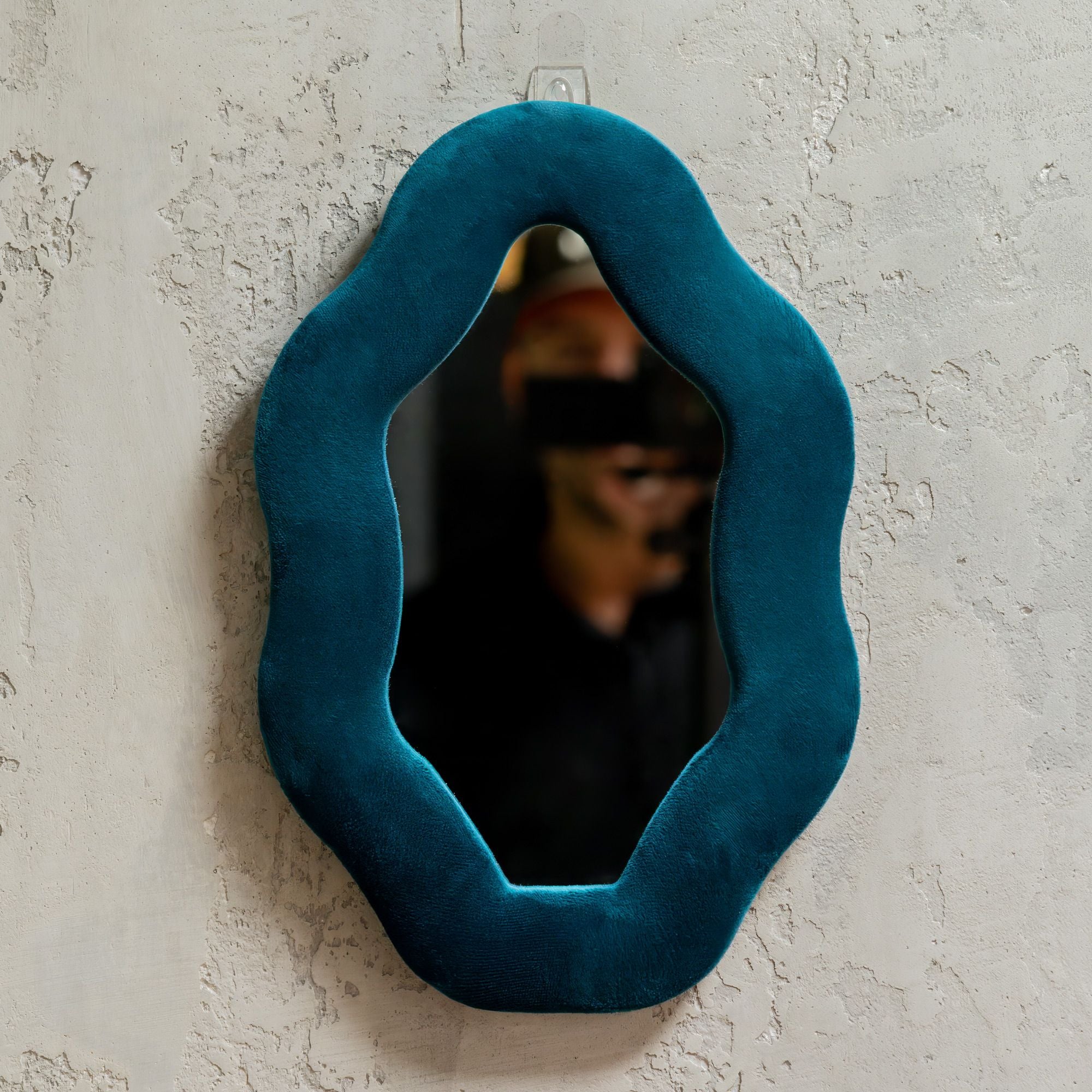 Soft Squiggly Mirror – Oval Pebble – Royal Teal (20.5x32.5x2.3cm)