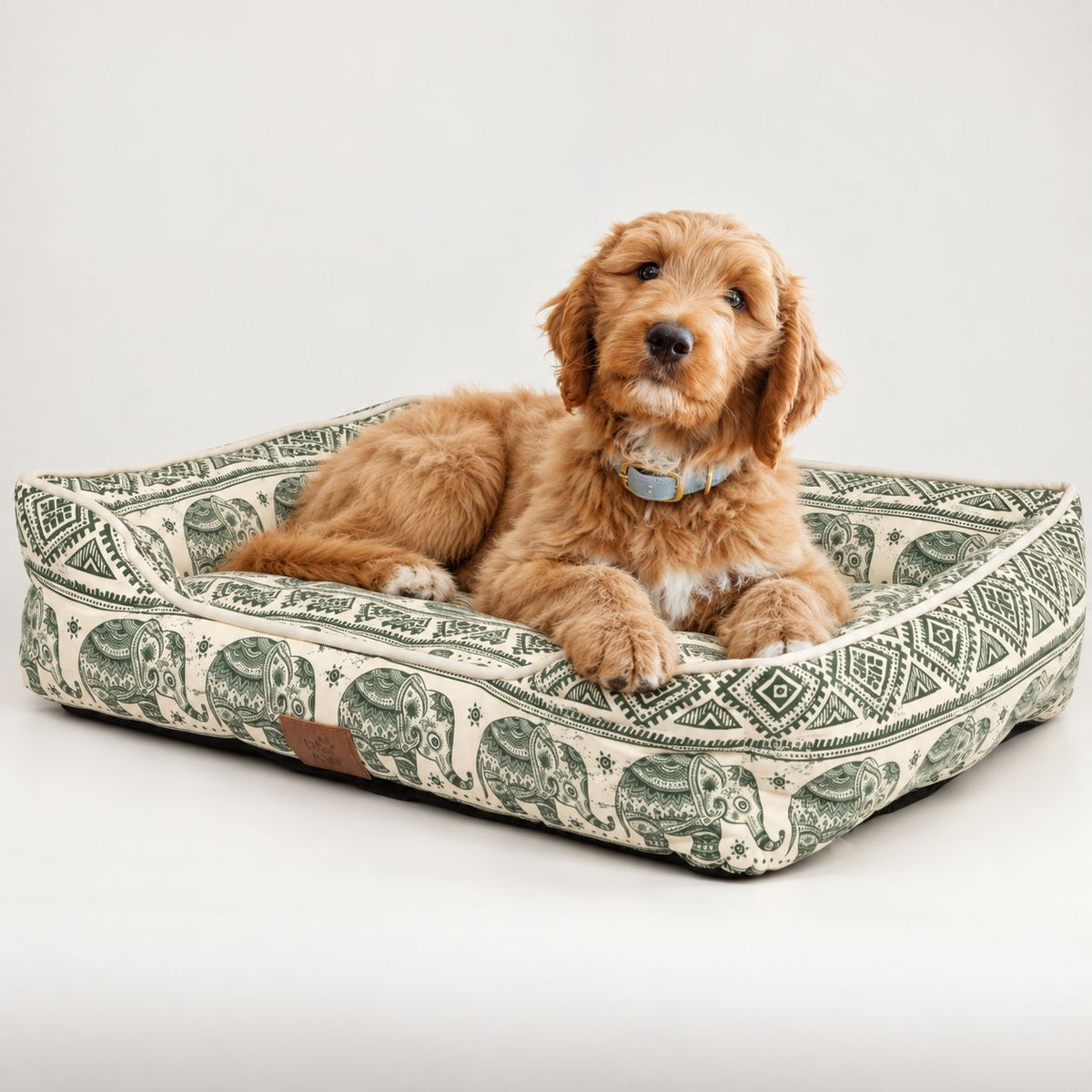 PAW Bed – Lucky Elephant – Green – 60 × 50 × 14cm