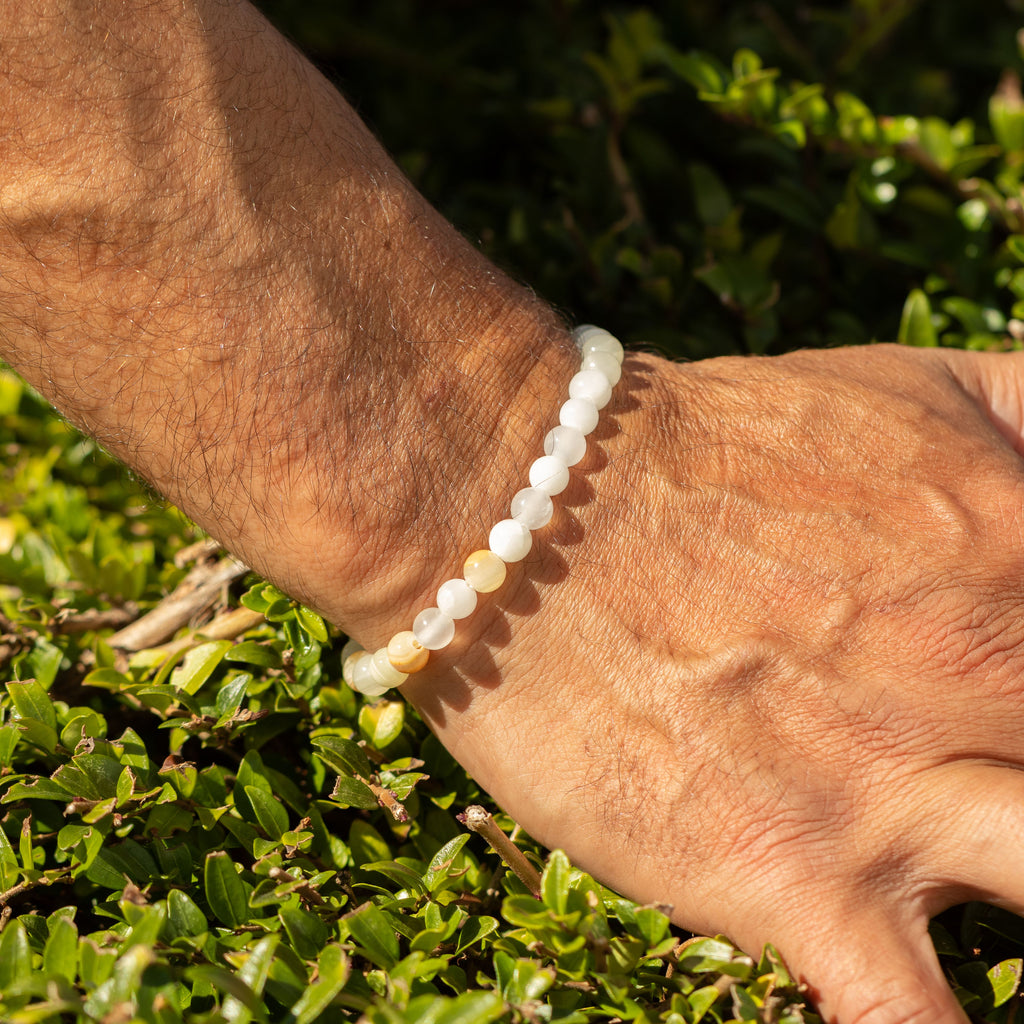 Petite Power Bracelet (17cmx6mm) - Moon Jade