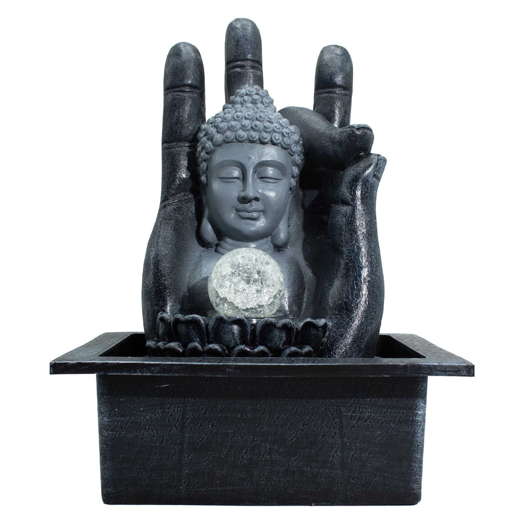 Buddha Hand & Head Tabletop Water Feature (20x25x35cm) Crystal Tree UK | 20 Stone Gemstone Tree decorative crystal gemstone tree