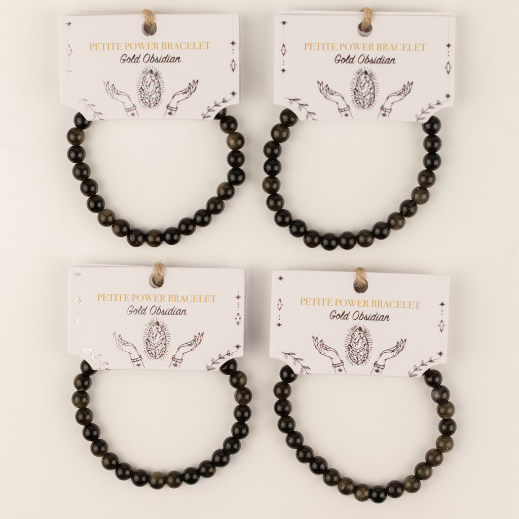 Petite Power Bracelet (17cmx6mm) - Gold Obsidian