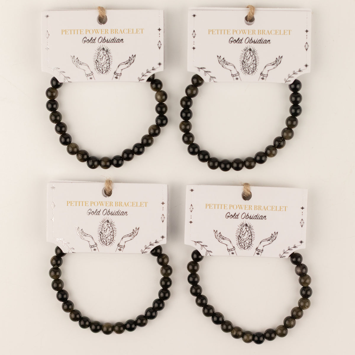 Petite Power Bracelet (17cmx6mm) - Gold Obsidian