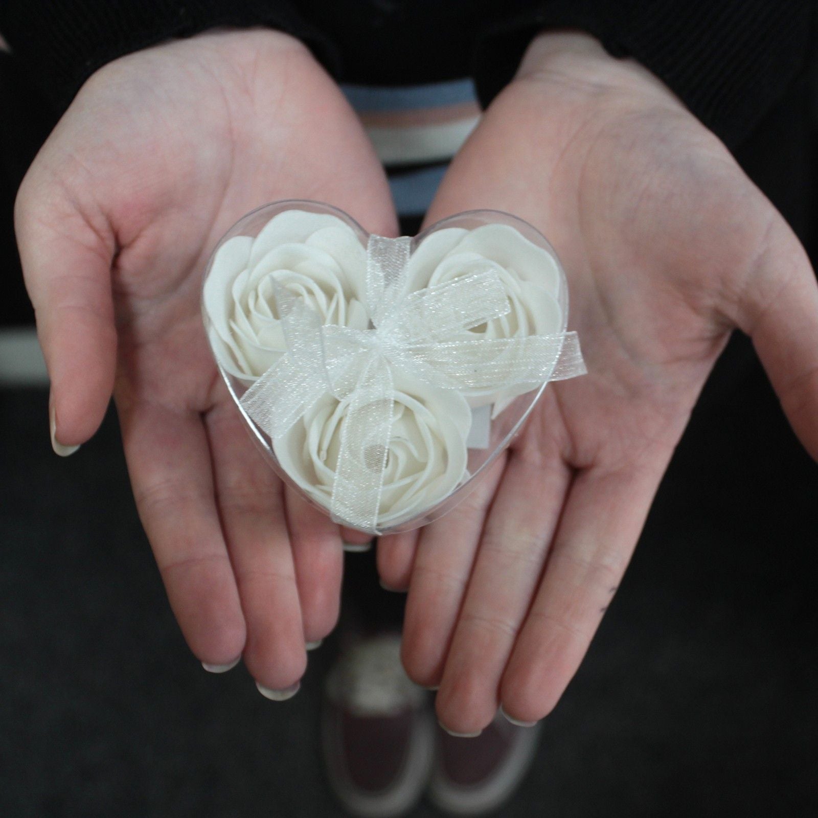 Set of 3 Soap Flower Heart Box