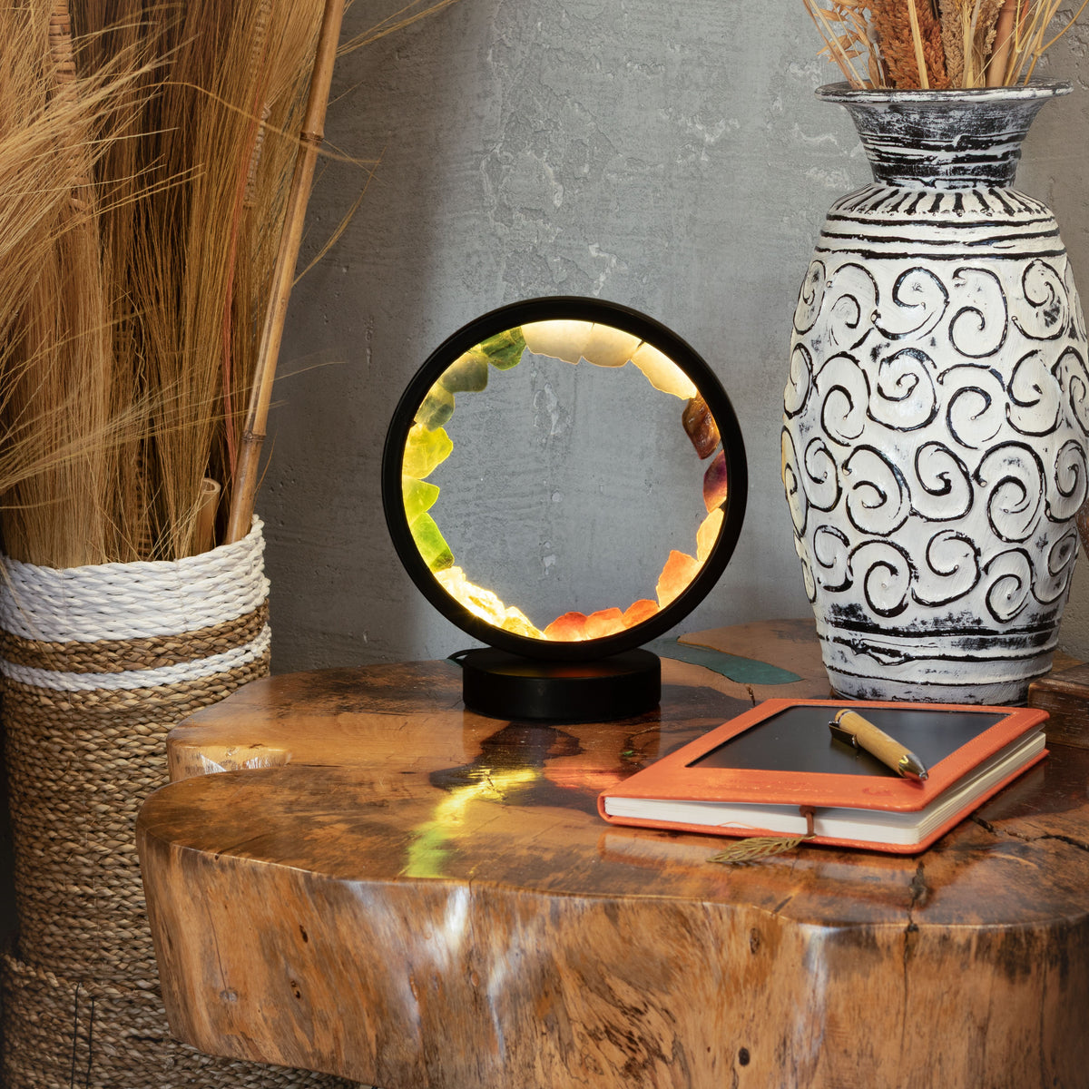 Gemstone Halo Lamp - 7 Chakra  - 7 Gems