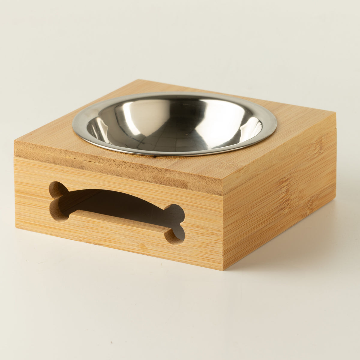 PAW Food Bowls - Single Stainless Steel (201) in Wooden Stand - 12cm