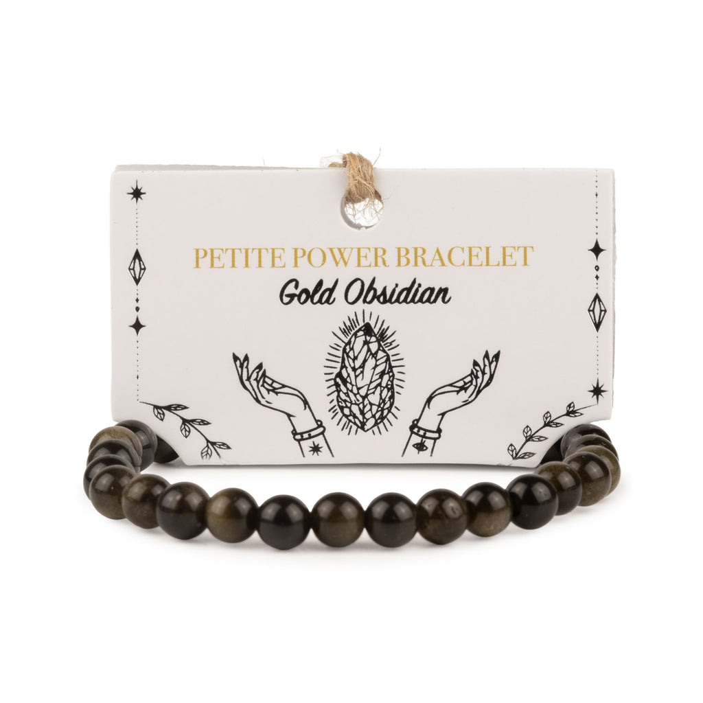 Petite Power Bracelet (17cmx6mm) - Gold Obsidian