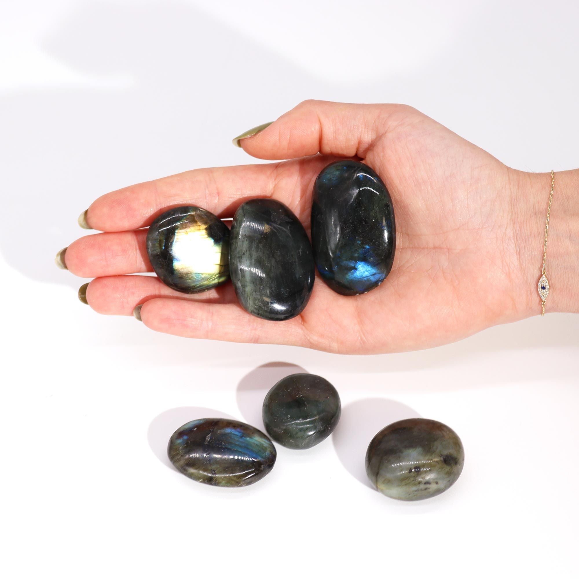 Madagascar Labradorite Palm Stone (approx 25 - 30gms 55 - 60mm)