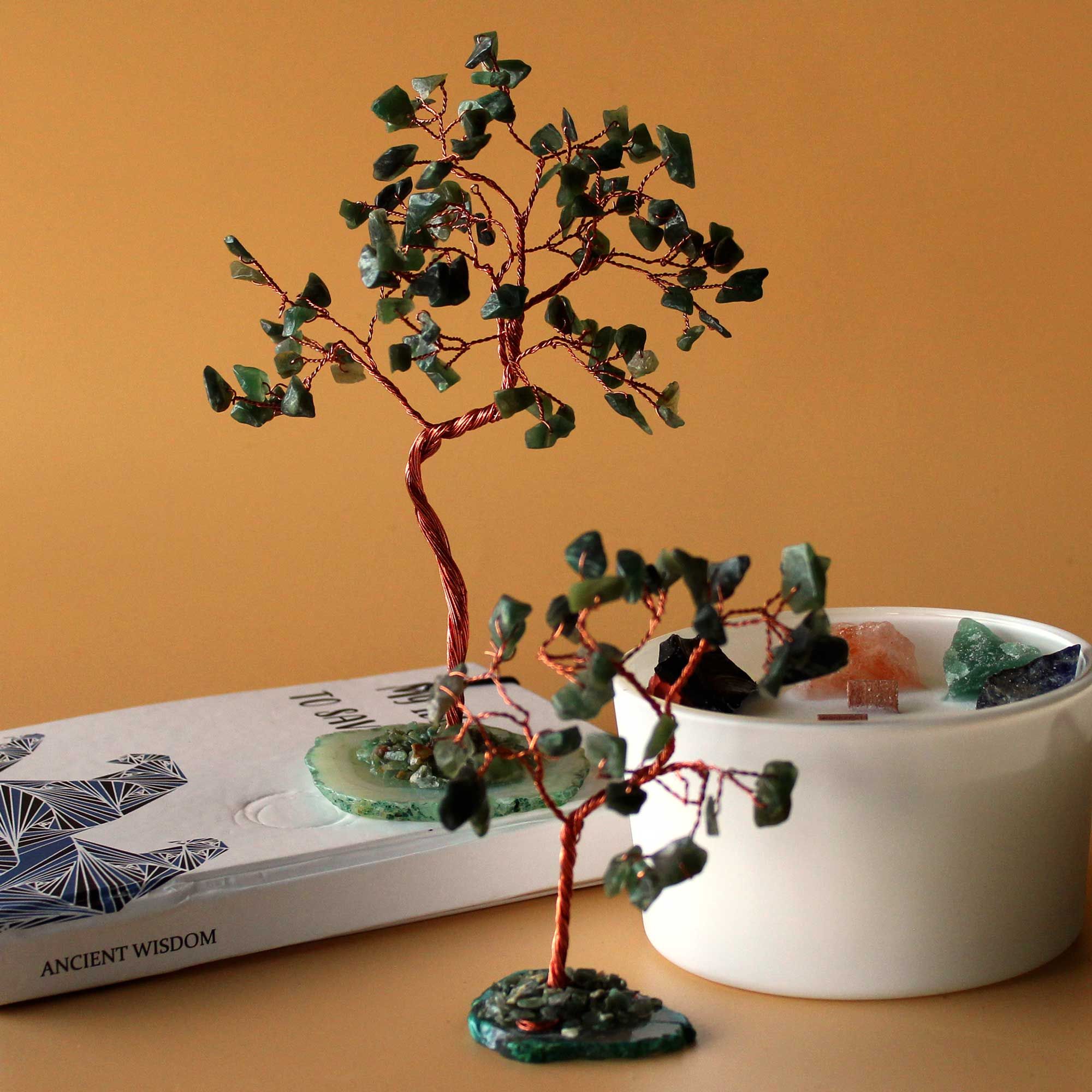 Green Aventurine Gemstone Tree  on Green Agate Base (35 stones)