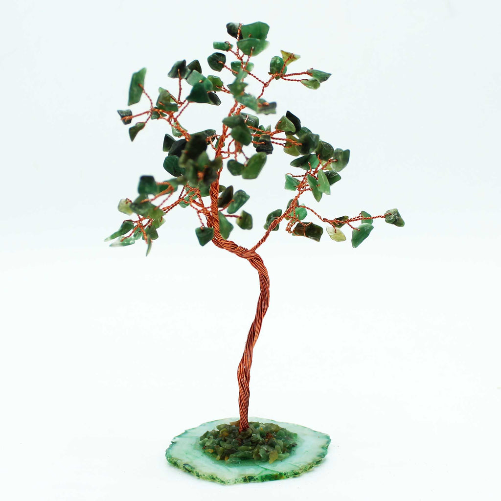 Medium Gemstone Tree - Green Aventurine on Green Agate Base (100 stones)