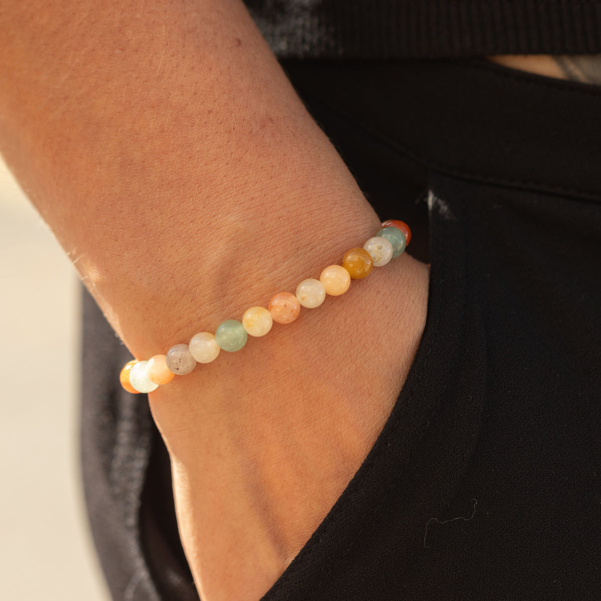 Petite Power Bracelet (17cmx6mm) - Rainbow Agate