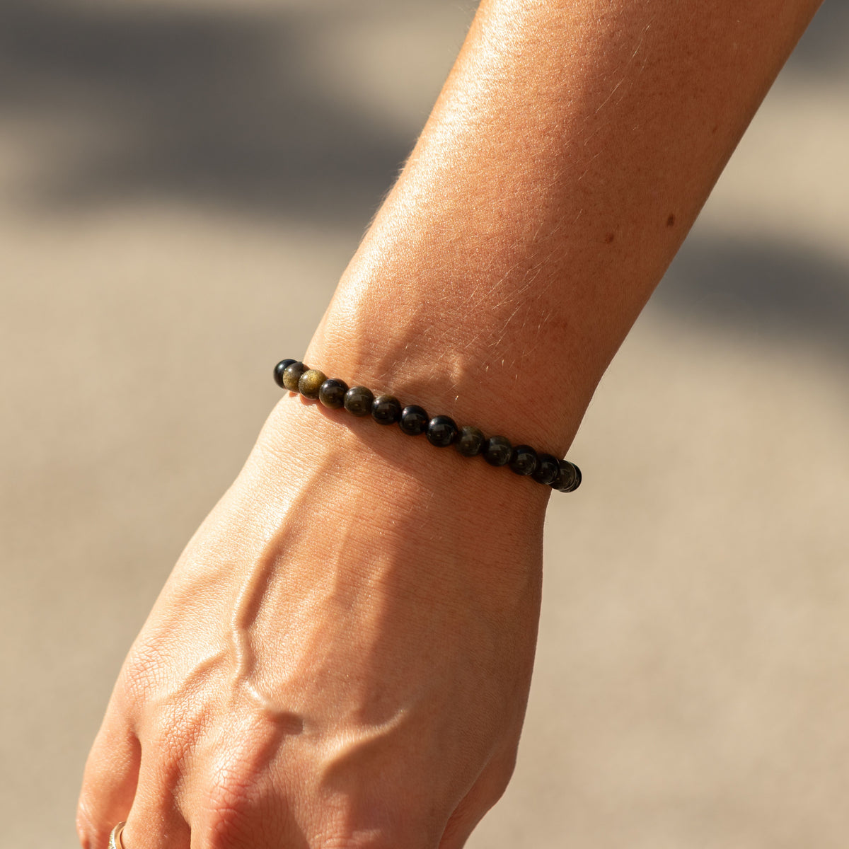 Petite Power Bracelet (17cmx6mm) - Gold Obsidian