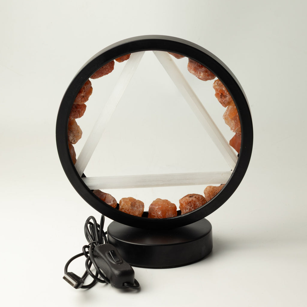 Gemstone Halo Lamp - Fire - Carnelian & Selenite