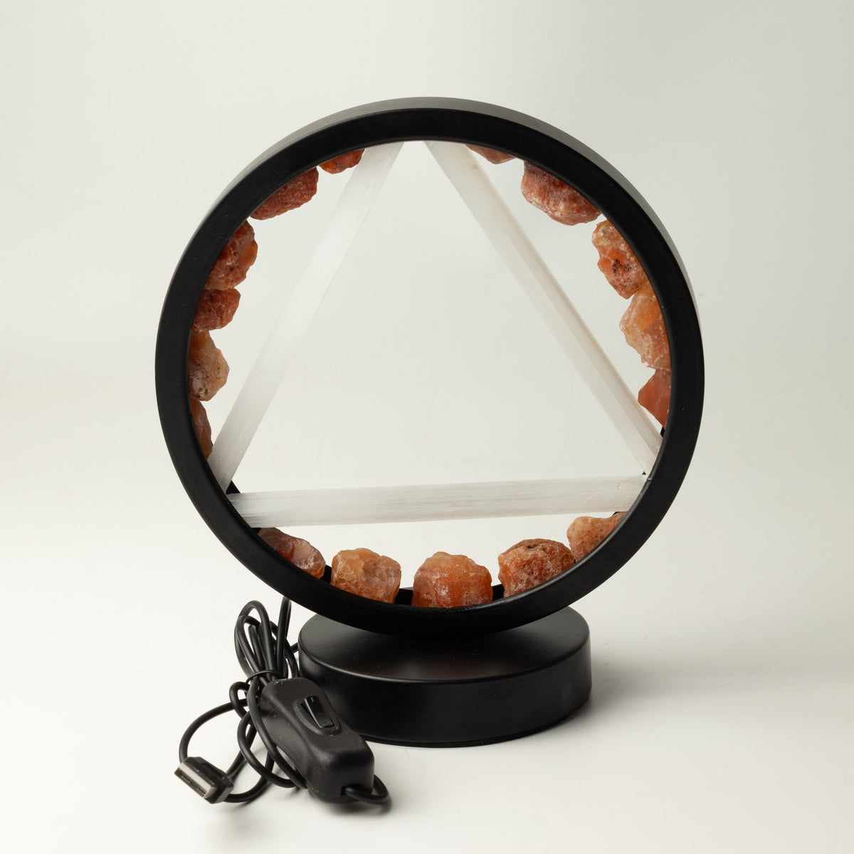 Gemstone Halo Lamp - Fire - Carnelian & Selenite