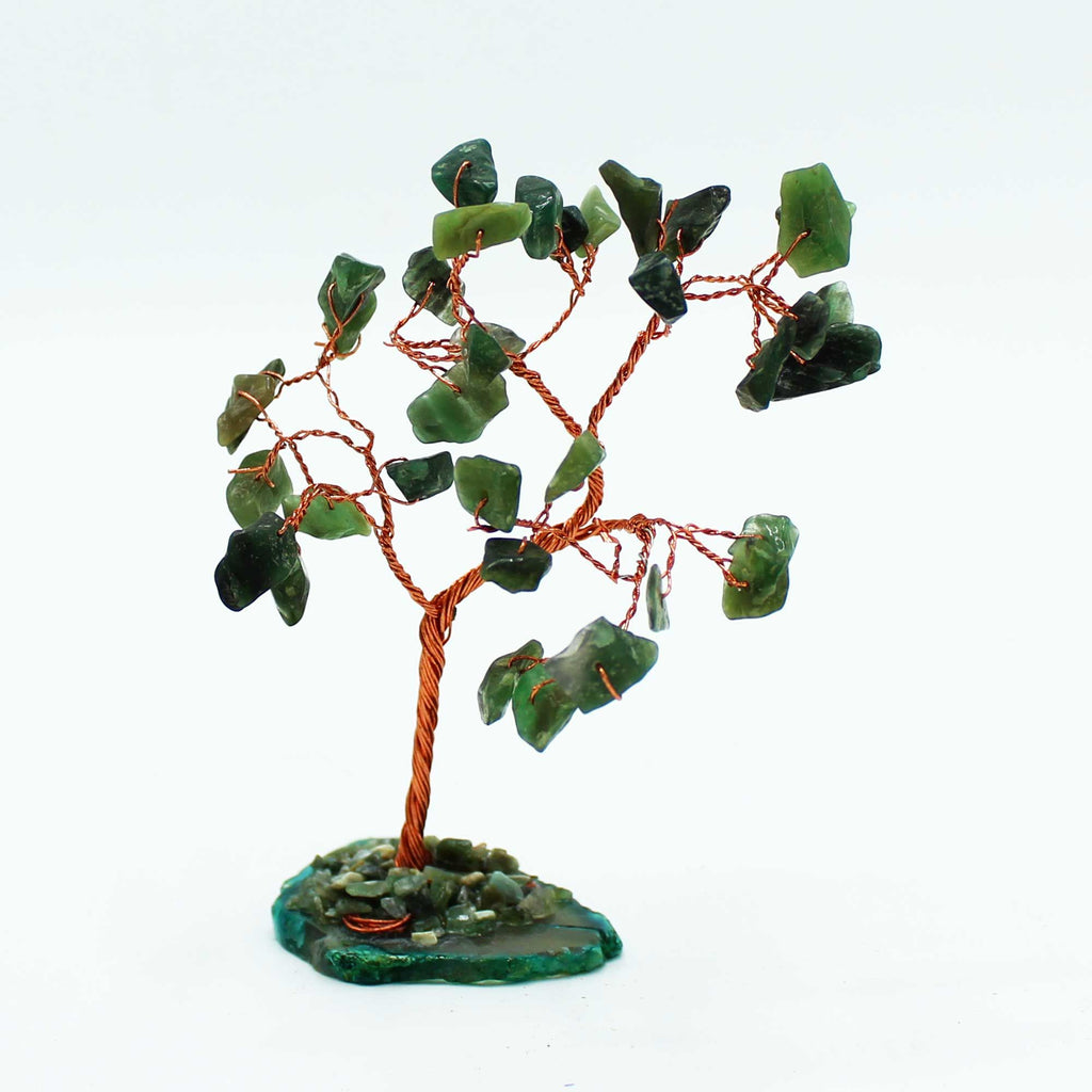 Green Aventurine Gemstone Tree  on Green Agate Base (35 stones)