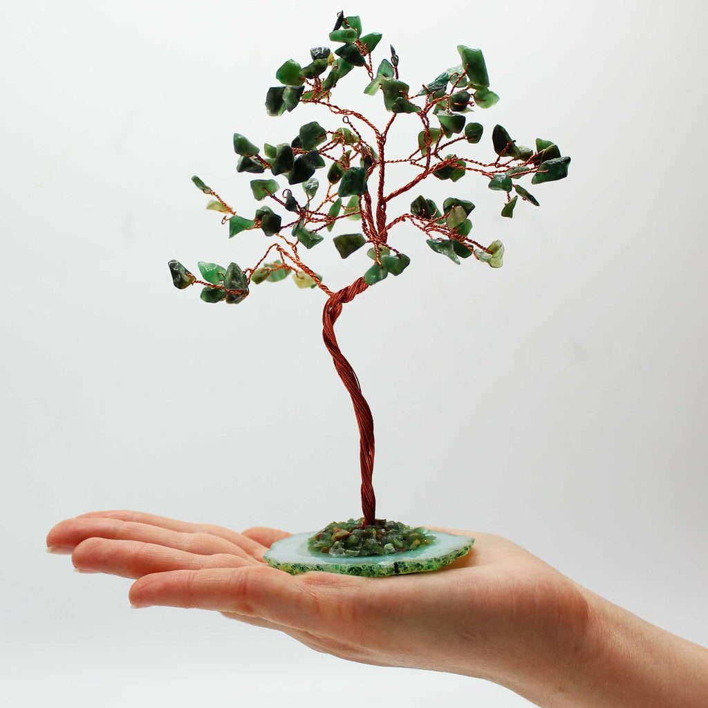 Medium Gemstone Tree - Green Aventurine on Green Agate Base (100 stones)