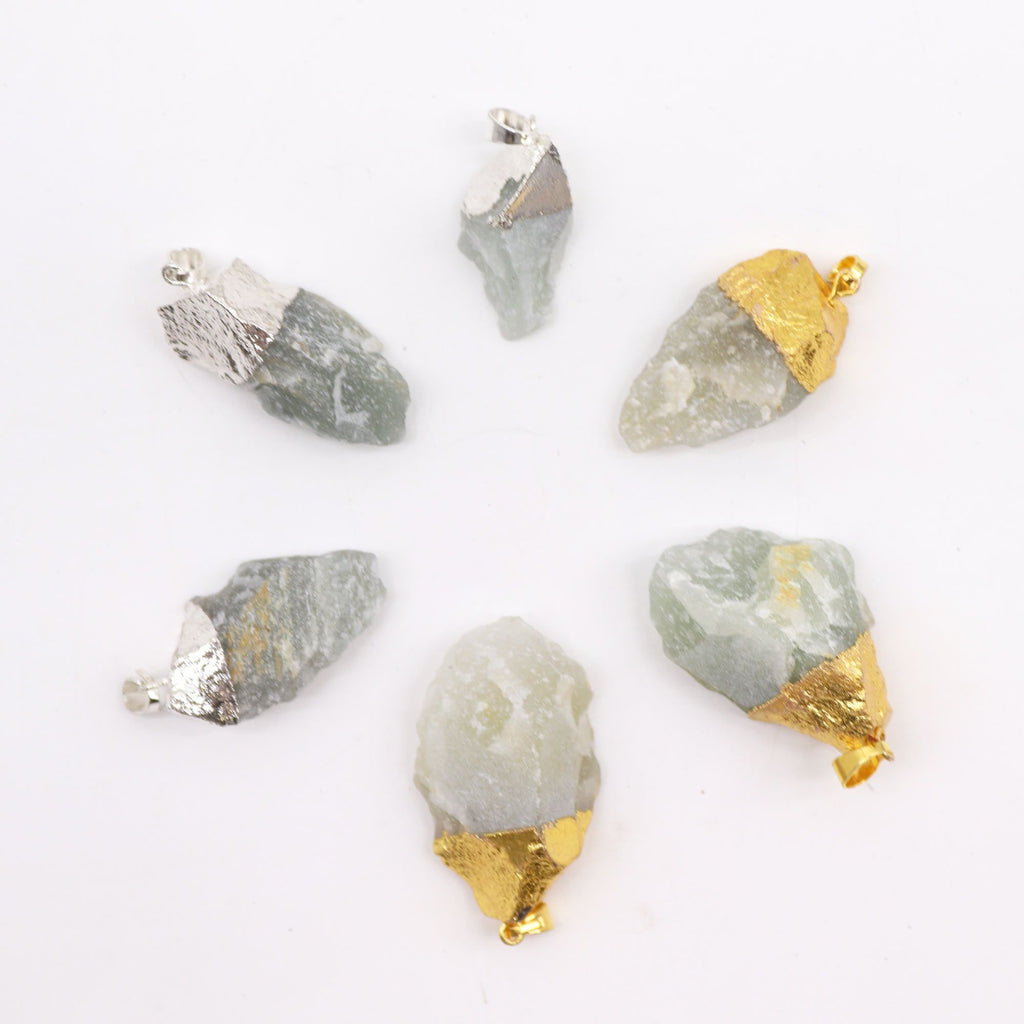 Gemstone Indian Jade Gold & Silver Plated Pendants (6 assorted)