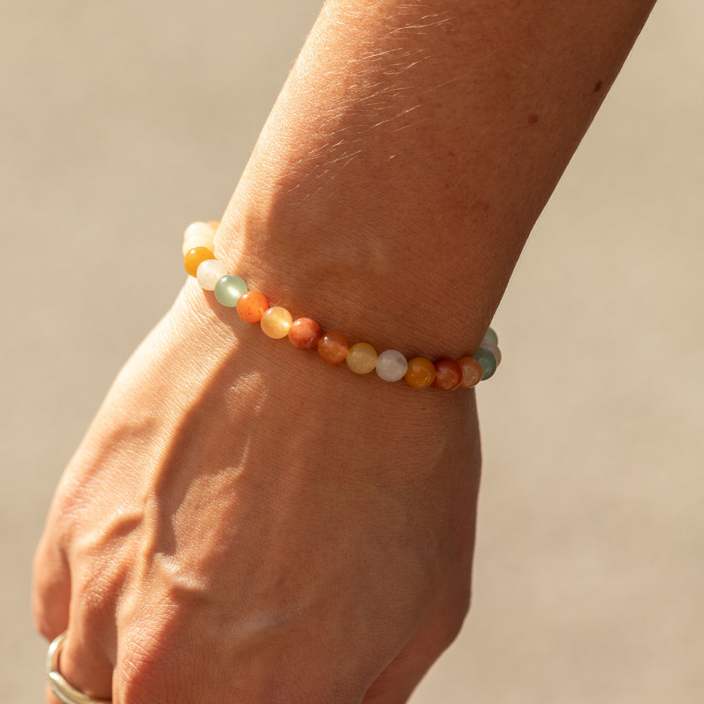 Petite Power Bracelet (17cmx6mm) - Rainbow Agate