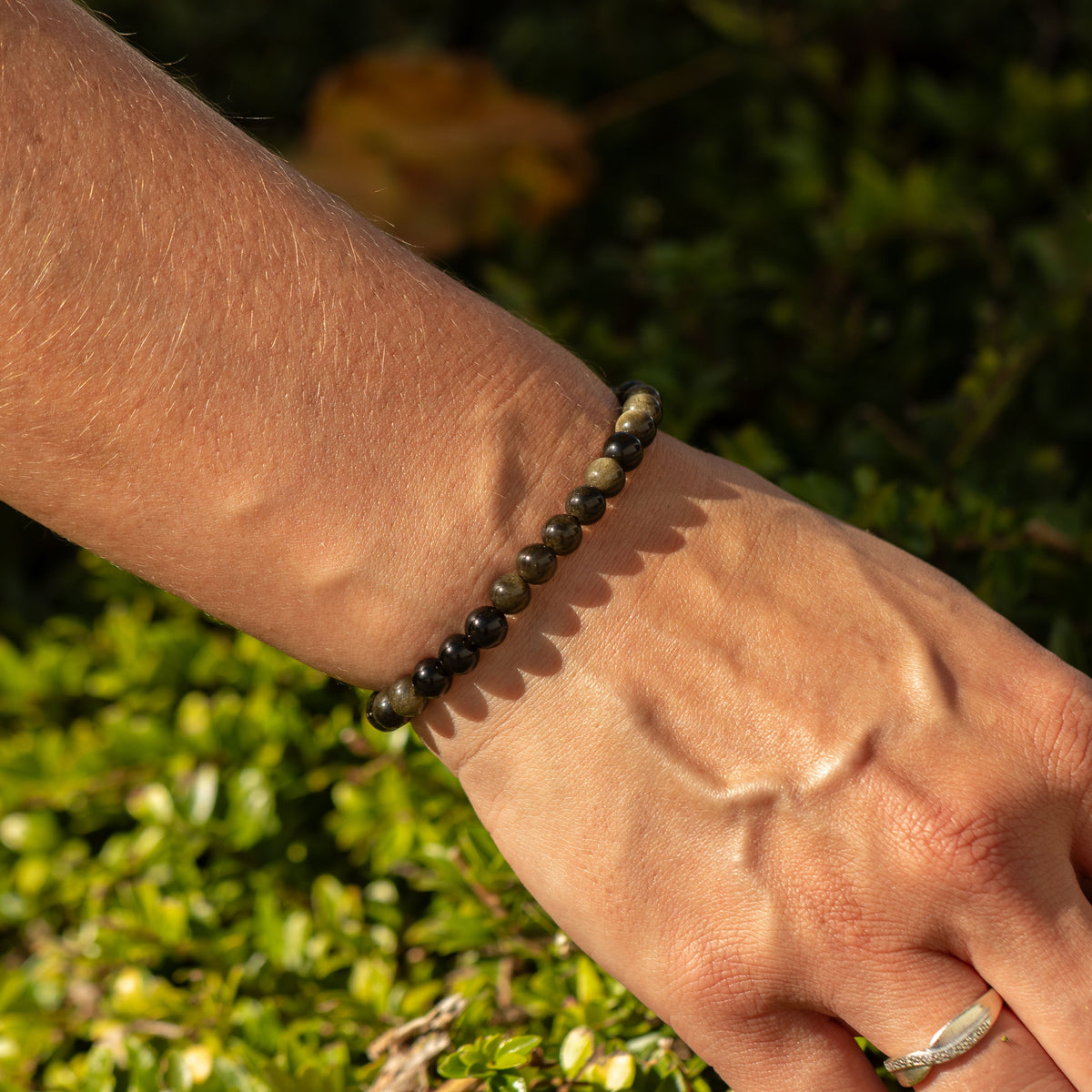 Petite Power Bracelet (17cmx6mm) - Gold Obsidian