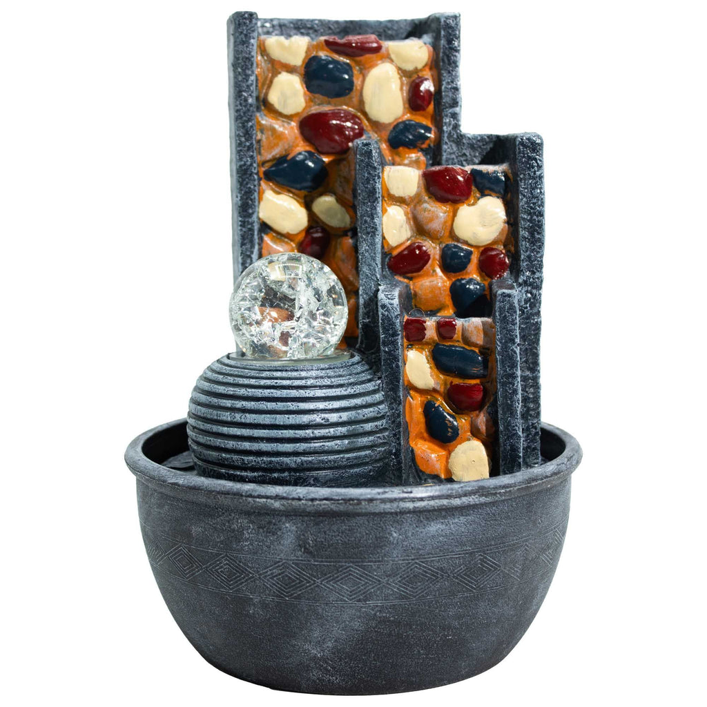 Pebble Wall Tabletop Water Feature with Crystal Ball (19x19x28cm) Crystal Tree UK | 19 Stone Gemstone Tree decorative crystal gemstone tree