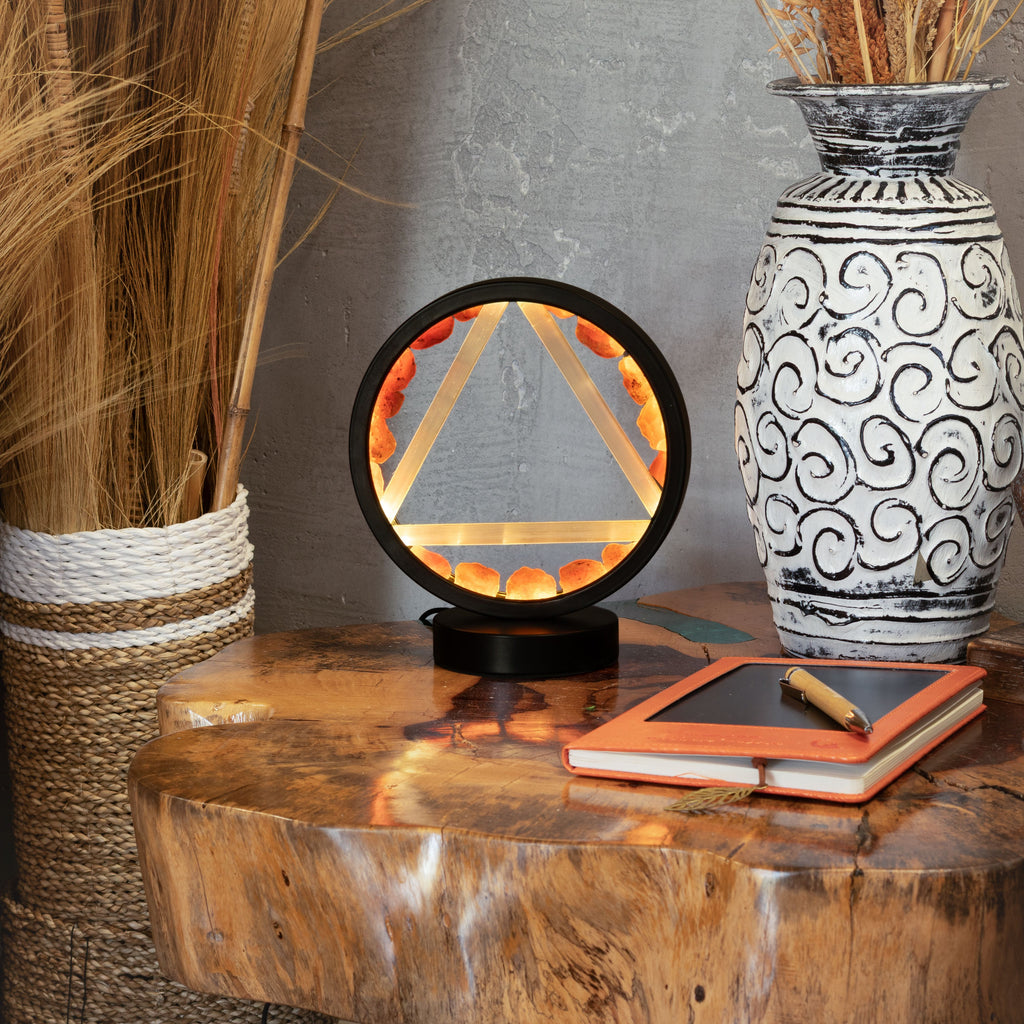 Gemstone Halo Lamp - Fire - Carnelian & Selenite